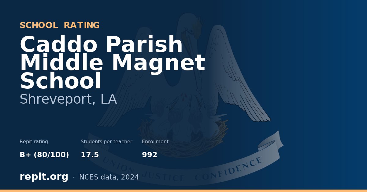Caddo Parish Middle Magnet School, Shreveport, LA — Repit school rating B+ (80/100)