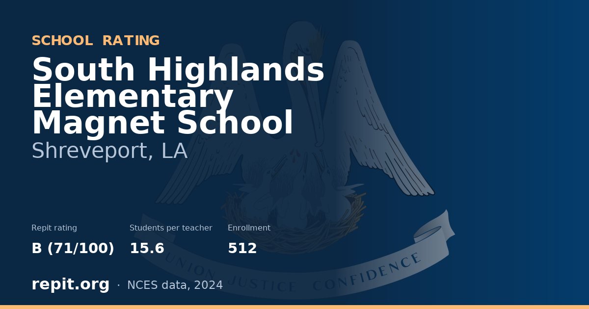South Highlands Elementary Magnet School, Shreveport, LA — Repit school rating B (71/100)