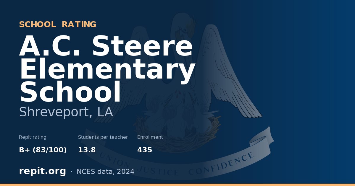 A.C. Steere Elementary School, Shreveport, LA — Repit school rating B+ (83/100)