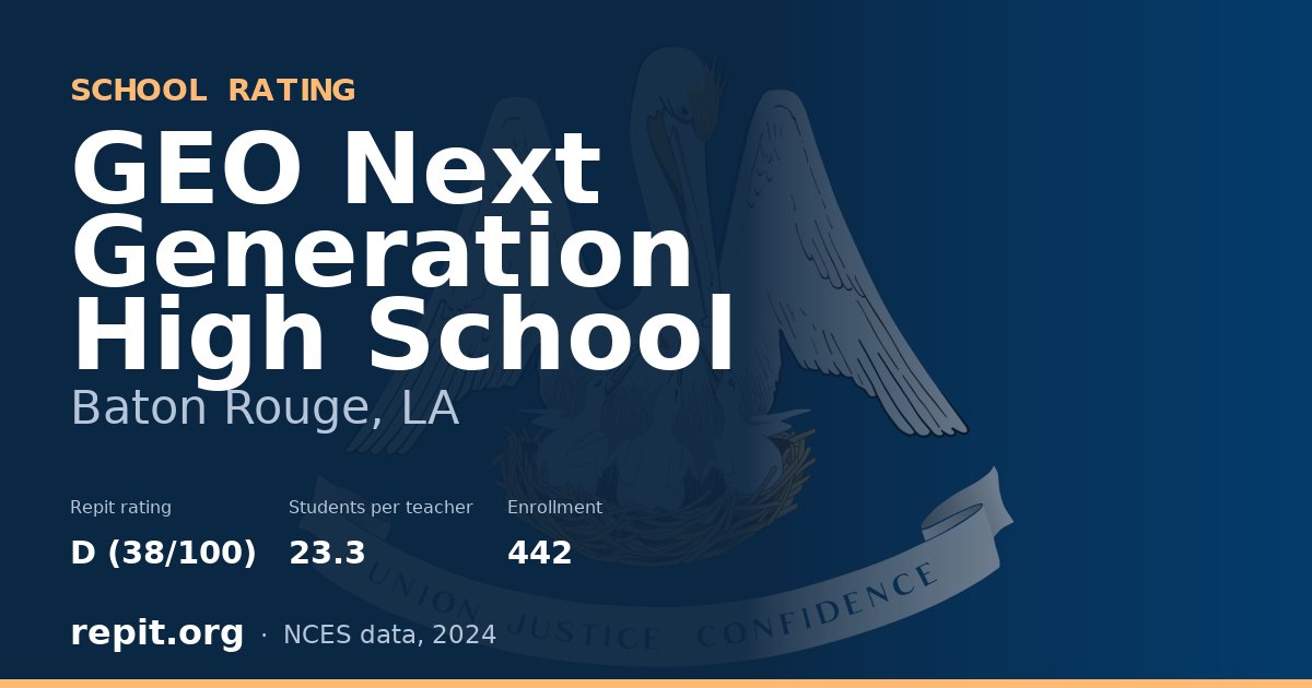 GEO Next Generation High School, Baton Rouge, LA — Repit school rating D (38/100)