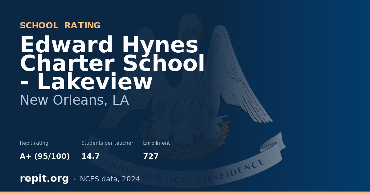 Edward Hynes Charter School - Lakeview, New Orleans, LA — Repit school rating A+ (95/100)