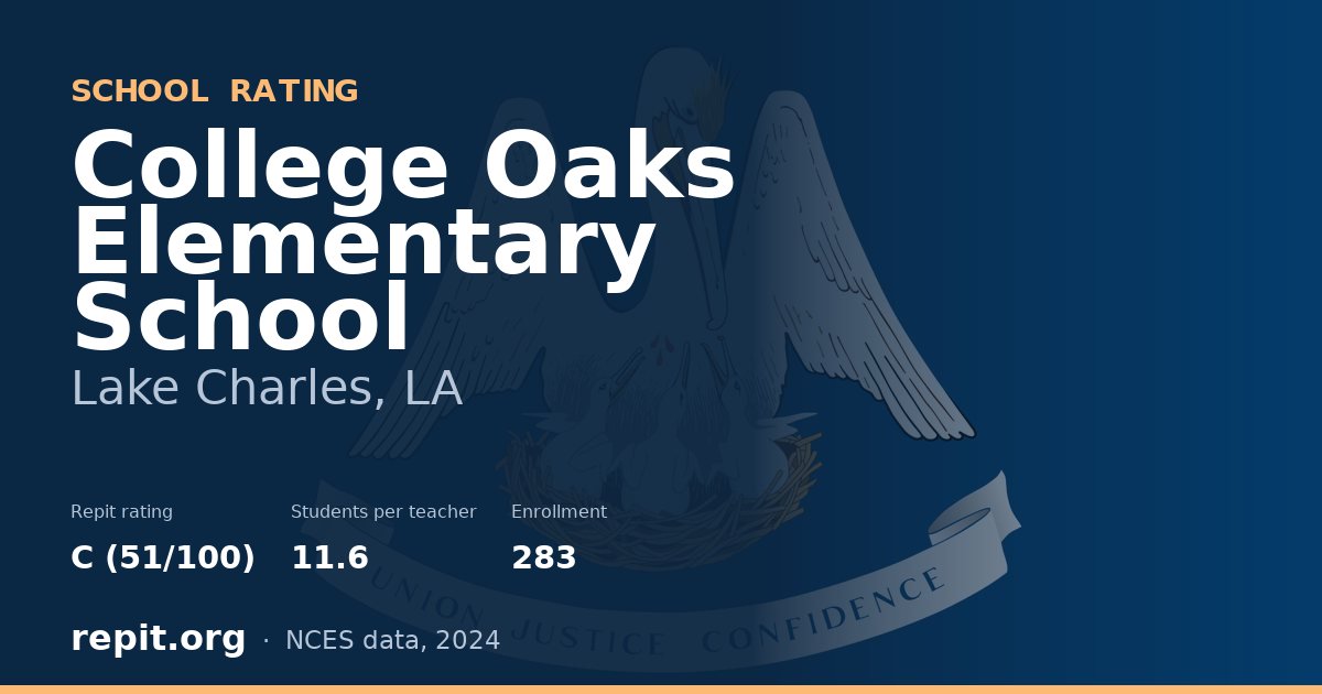 College Oaks Elementary School, Lake Charles, LA — Repit school rating C (51/100)