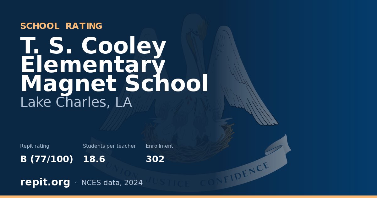 T. S. Cooley Elementary Magnet School, Lake Charles, LA — Repit school rating B (77/100)