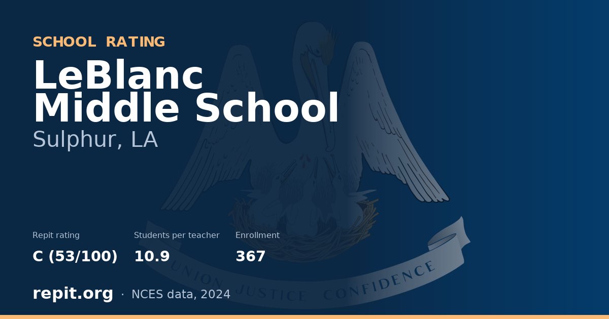 LeBlanc Middle School, Sulphur, LA — Repit school rating C (53/100)