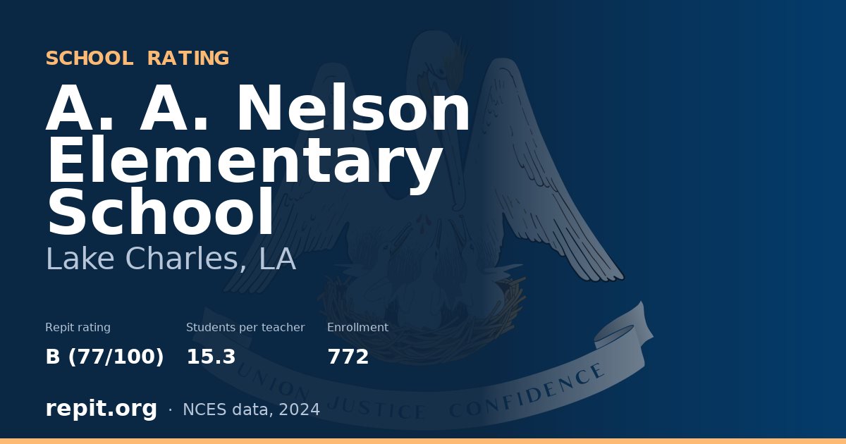 A. A. Nelson Elementary School, Lake Charles, LA — Repit school rating B (77/100)