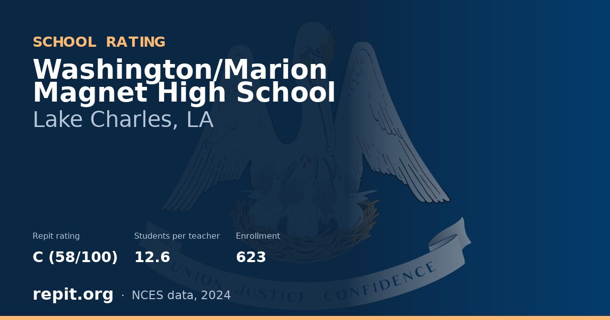 Washington/Marion Magnet High School, Lake Charles, LA — Repit school rating C (58/100)