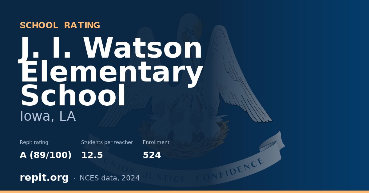 J. I. Watson Elementary School, Iowa, LA — Repit school rating A (89/100)