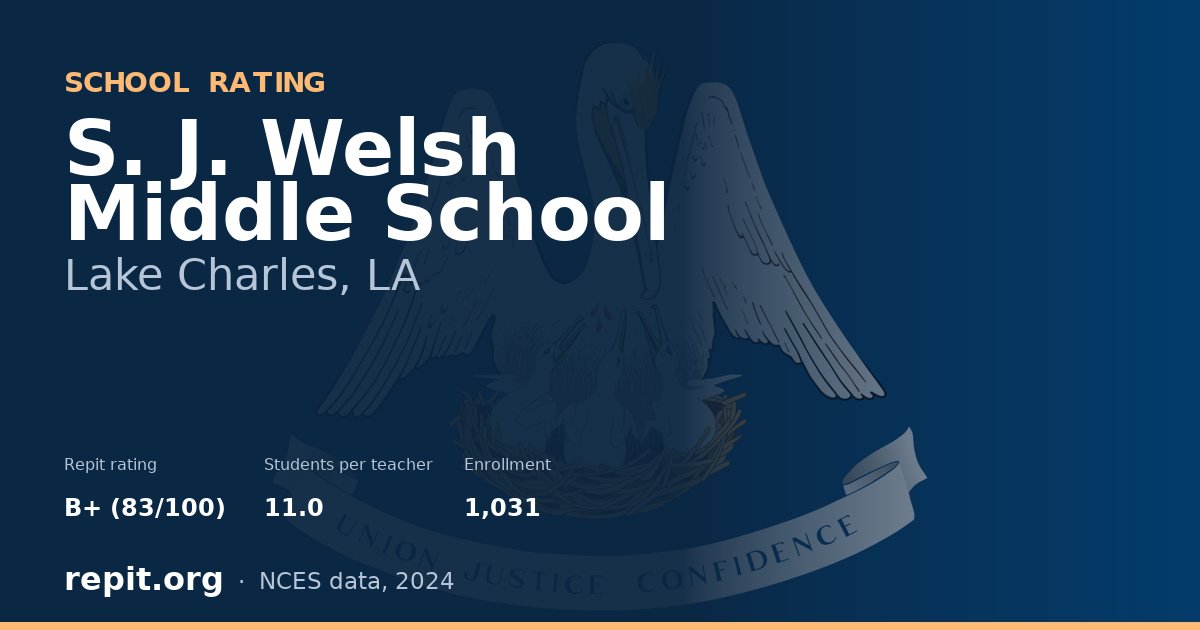 S. J. Welsh Middle School, Lake Charles, LA — Repit school rating B+ (83/100)
