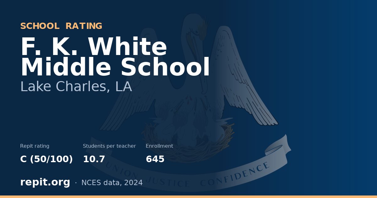 F. K. White Middle School, Lake Charles, LA — Repit school rating C (50/100)