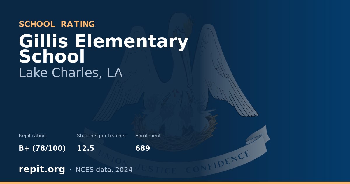 Gillis Elementary School, Lake Charles, LA — Repit school rating B+ (78/100)