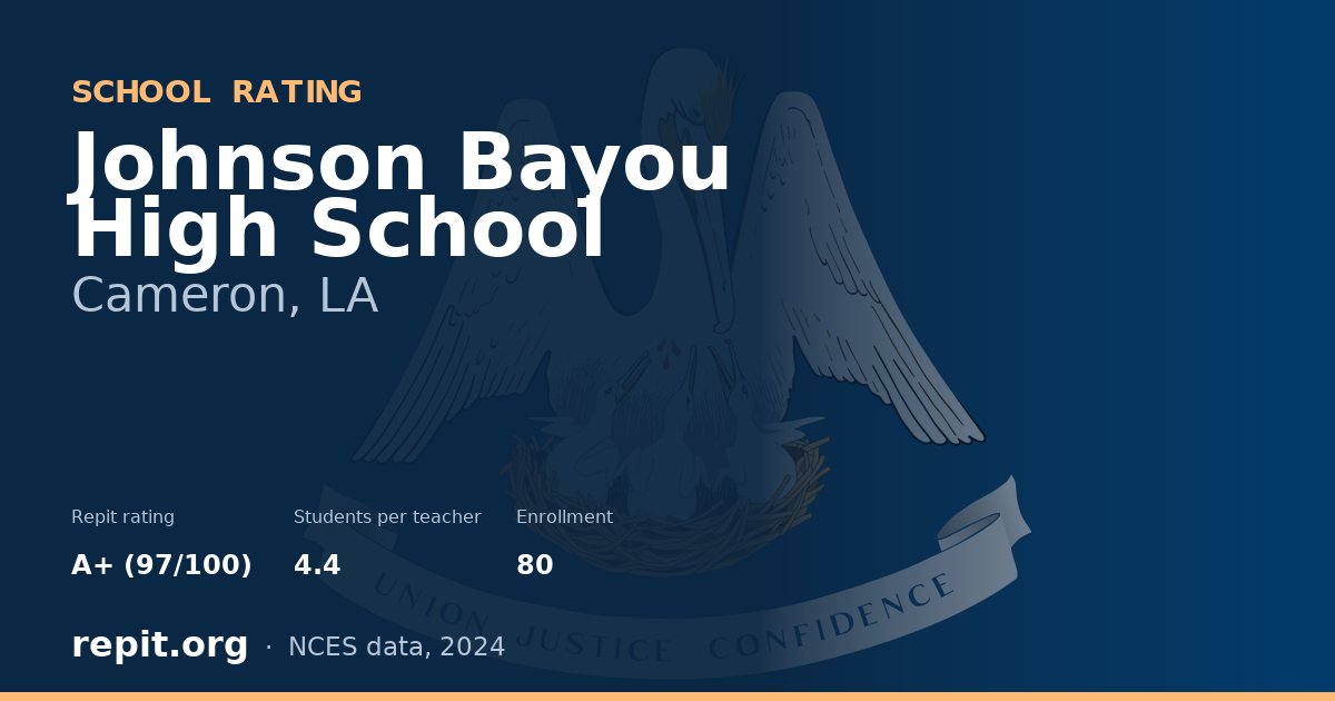 Johnson Bayou High School, Cameron, LA — Repit school rating A+ (97/100)
