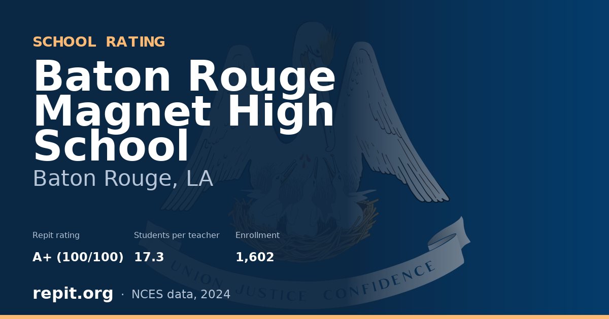 Baton Rouge Magnet High School, Baton Rouge, LA — Repit school rating A+ (100/100)