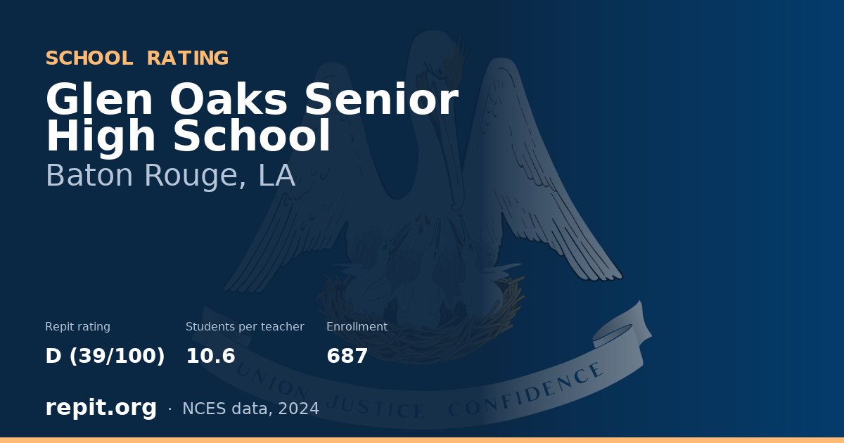 Glen Oaks Senior High School, Baton Rouge, LA — Repit school rating D (39/100)