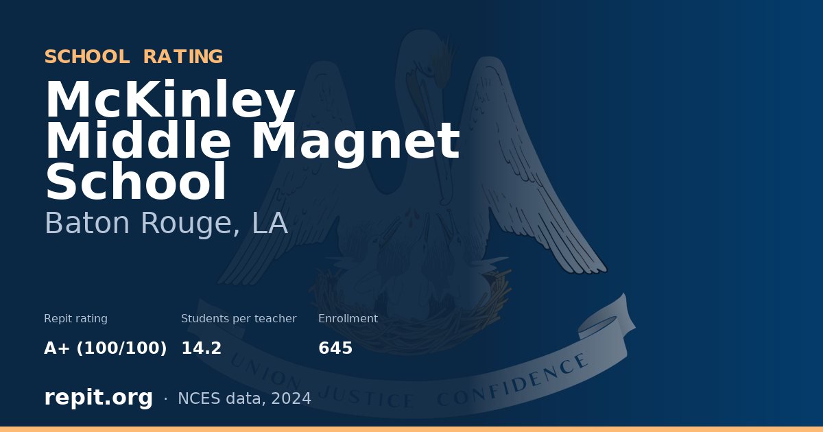 McKinley Middle Magnet School, Baton Rouge, LA — Repit school rating A+ (100/100)