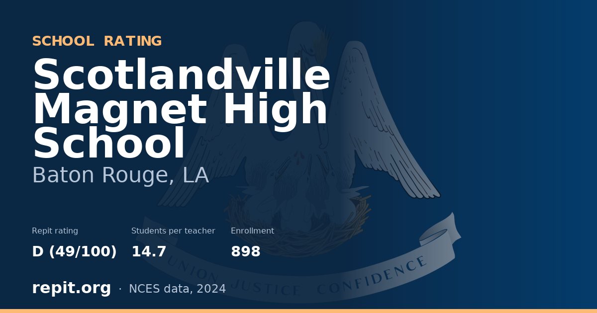 Scotlandville Magnet High School, Baton Rouge, LA — Repit school rating D (49/100)