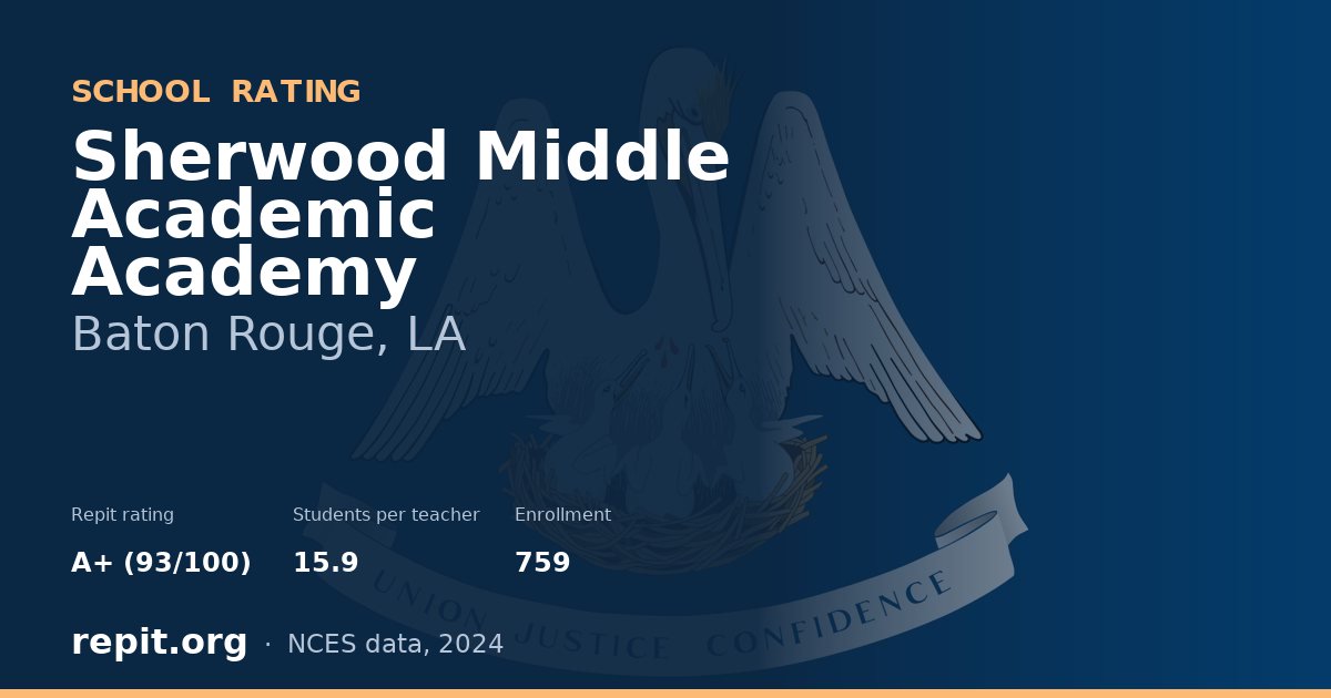 Sherwood Middle Academic Academy, Baton Rouge, LA — Repit school rating A+ (93/100)