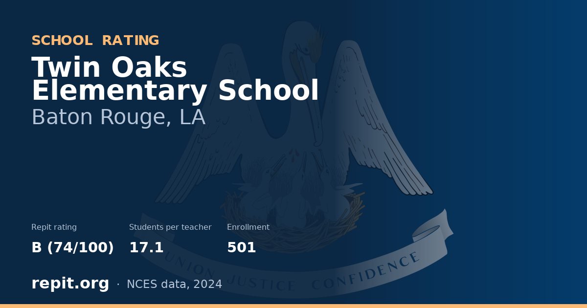 Twin Oaks Elementary School, Baton Rouge, LA — Repit school rating B (74/100)