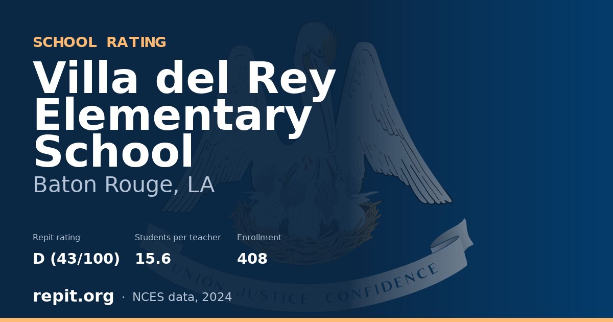 Villa del Rey Elementary School, Baton Rouge, LA — Repit school rating D (43/100)