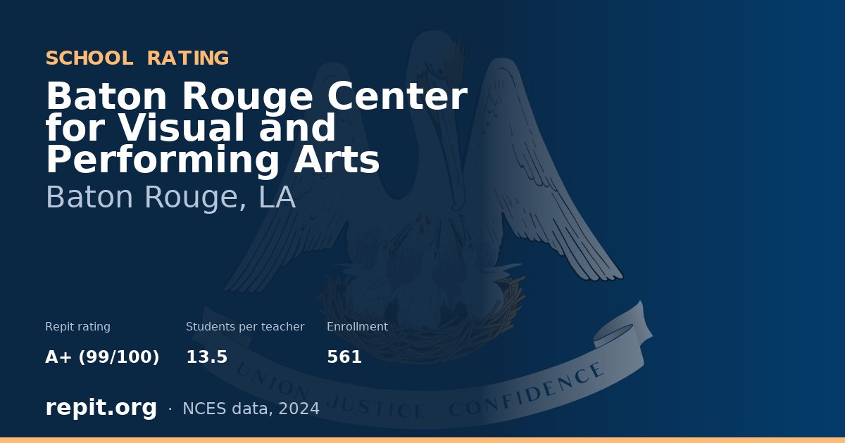 Baton Rouge Center for Visual and Performing Arts, Baton Rouge, LA — Repit school rating A+ (99/100)
