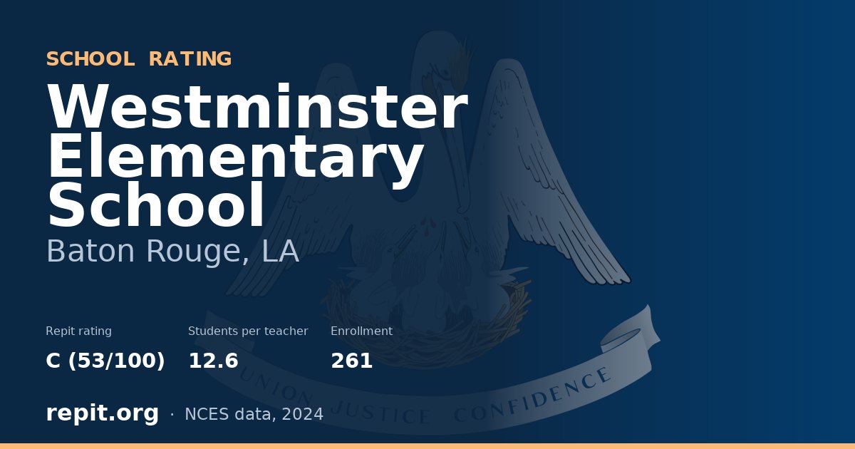 Westminster Elementary School, Baton Rouge, LA — Repit school rating C (53/100)
