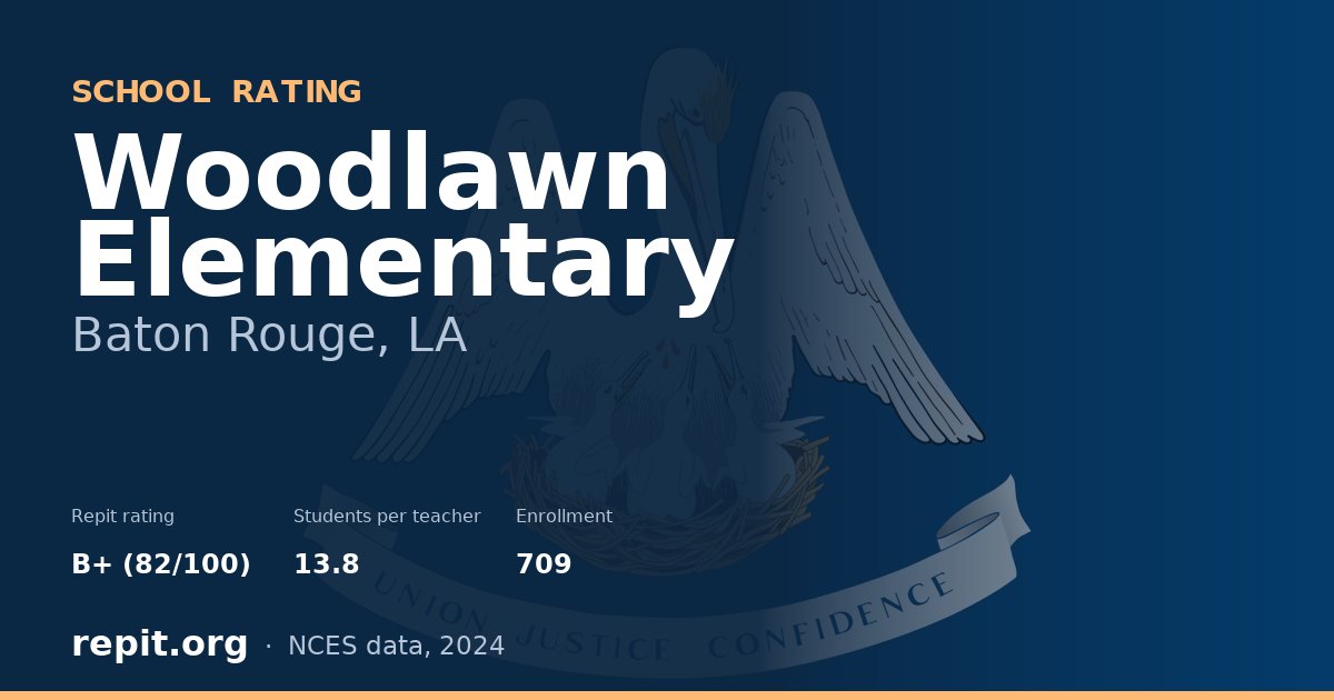 Woodlawn Elementary, Baton Rouge, LA — Repit school rating B+ (82/100)