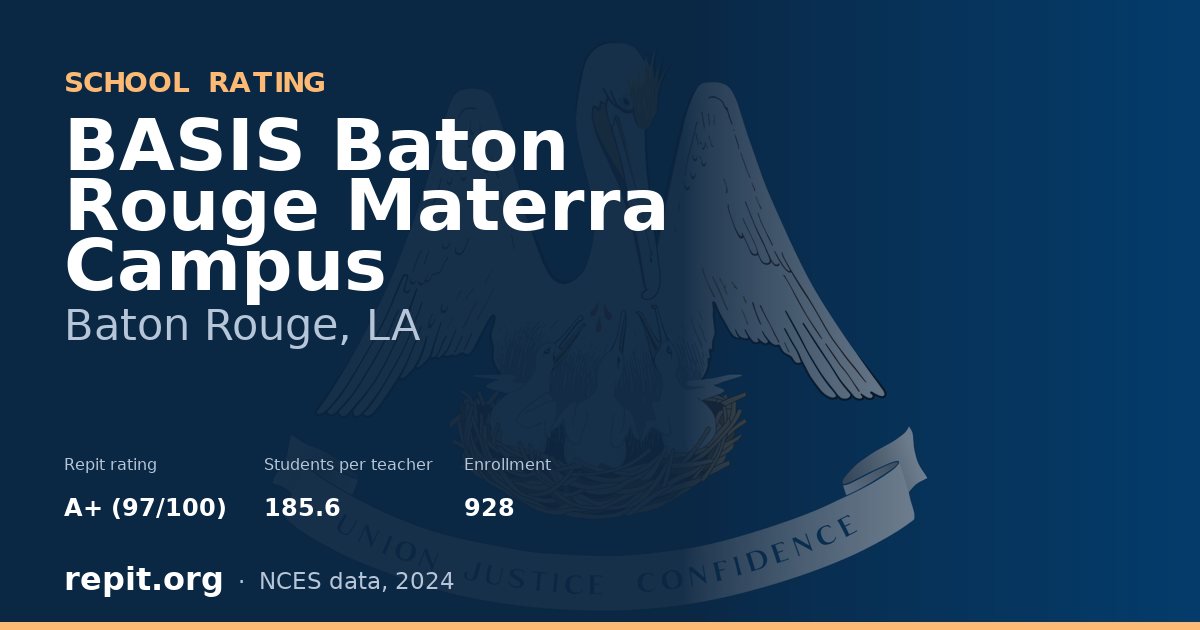 BASIS Baton Rouge Materra Campus, Baton Rouge, LA — Repit school rating A+ (97/100)