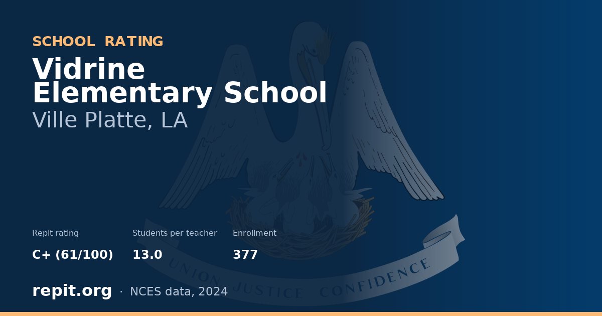 Vidrine Elementary School, Ville Platte, LA — Repit school rating C+ (61/100)