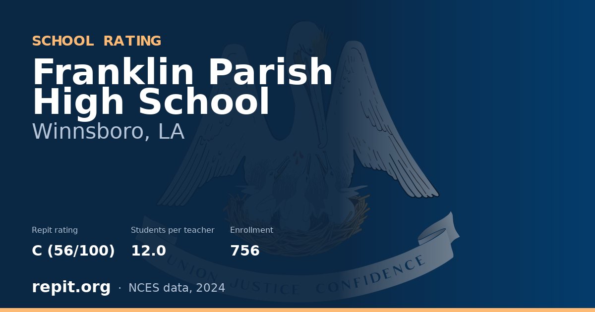 Franklin Parish High School, Winnsboro, LA — Repit school rating C (56/100)