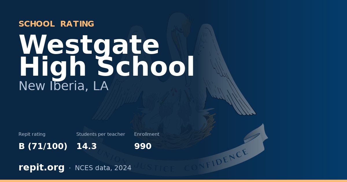 Westgate High School, New Iberia, LA — Repit school rating B (71/100)