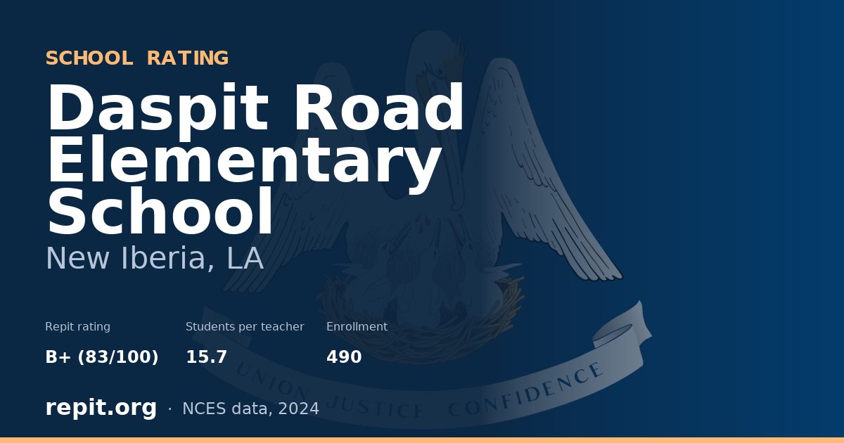 Daspit Road Elementary School, New Iberia, LA — Repit school rating B+ (83/100)