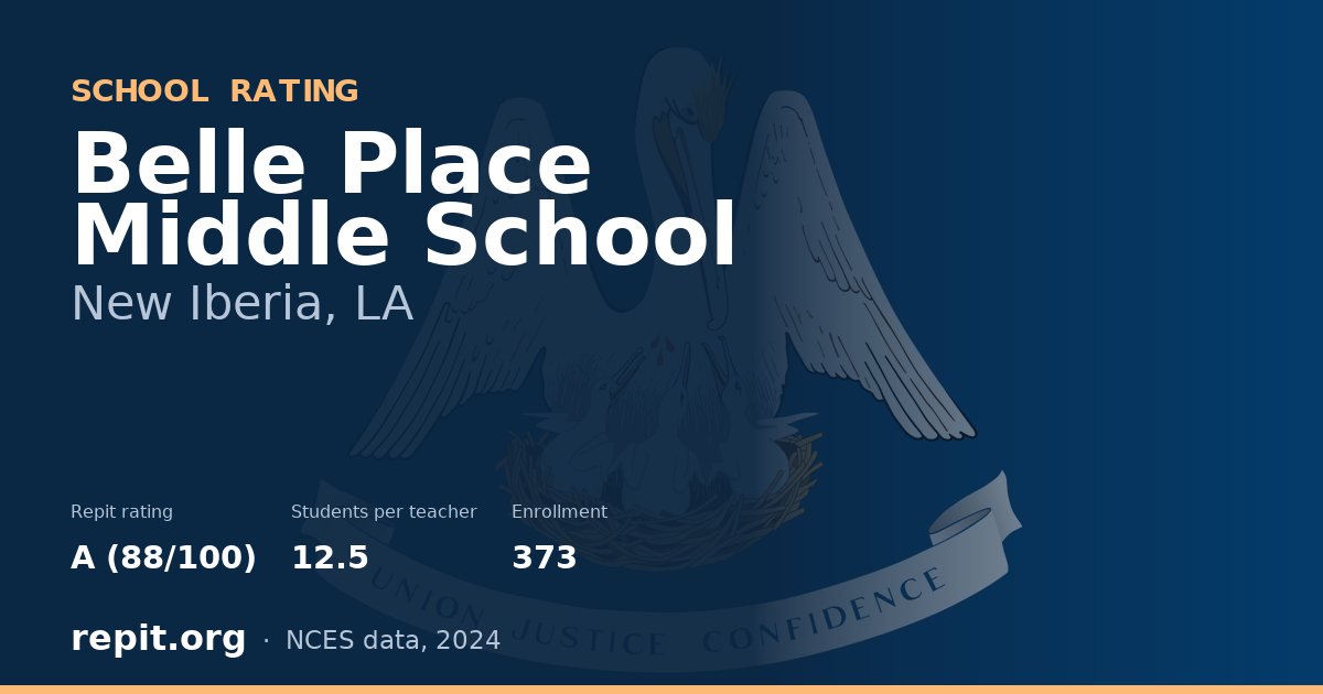 Belle Place Middle School, New Iberia, LA — Repit school rating A (88/100)