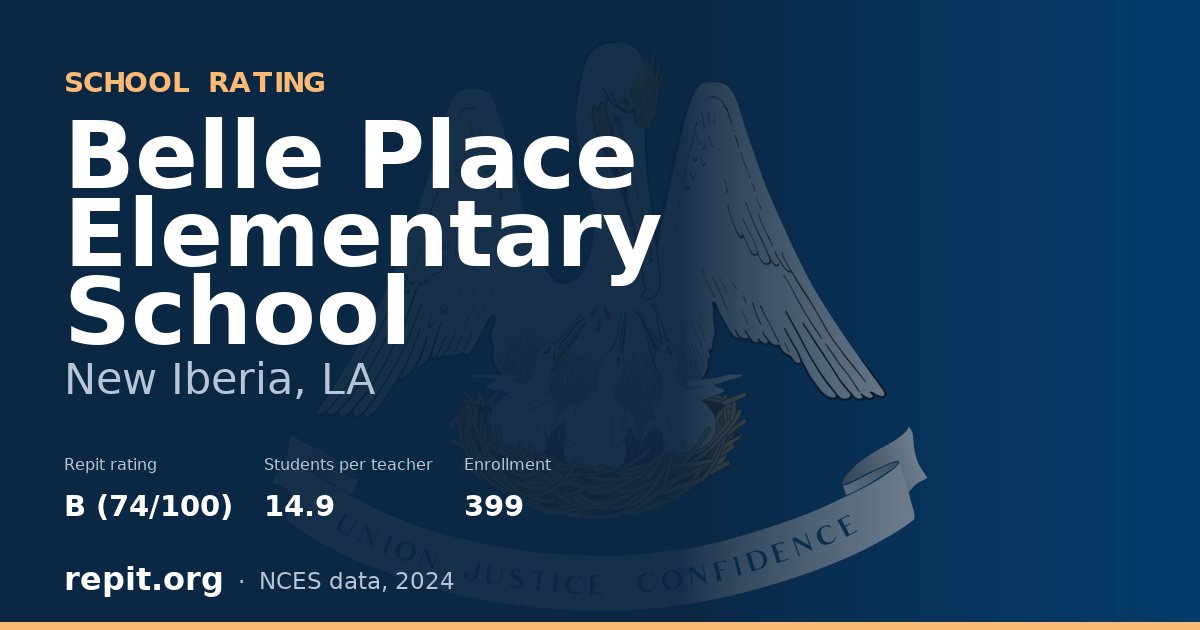 Belle Place Elementary School, New Iberia, LA — Repit school rating B (74/100)