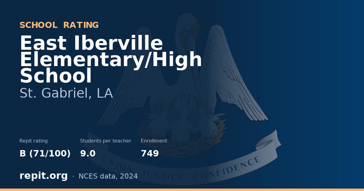 East Iberville Elementary/High School, St. Gabriel, LA — Repit school rating B (71/100)