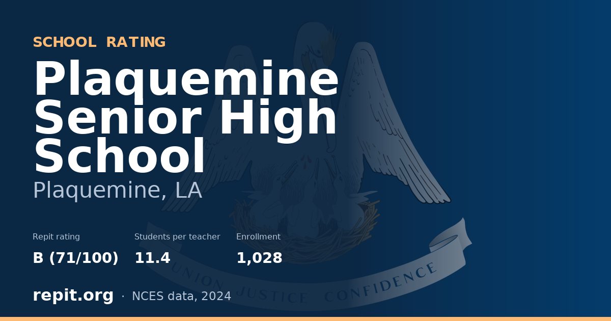 Plaquemine Senior High School, Plaquemine, LA — Repit school rating B (71/100)
