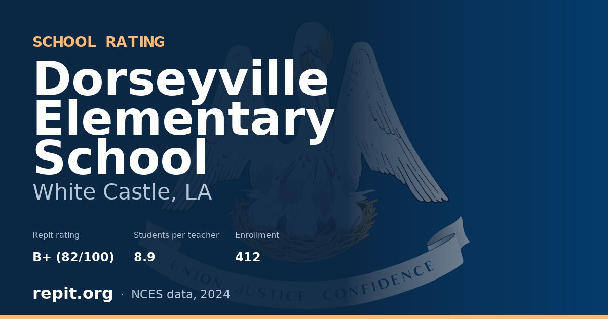 Dorseyville Elementary School, White Castle, LA — Repit school rating B+ (82/100)