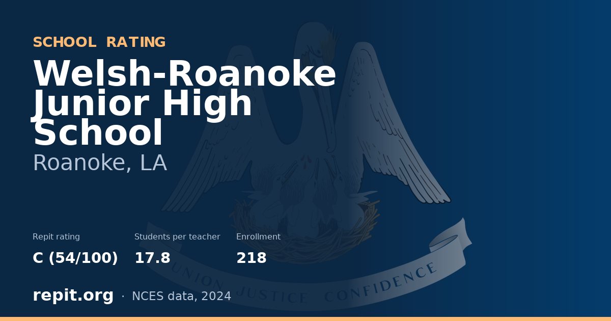 Welsh-Roanoke Junior High School, Roanoke, LA — Repit school rating C (54/100)