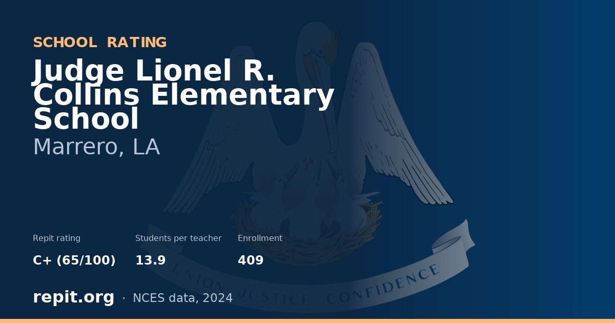Judge Lionel R. Collins Elementary School, Marrero, LA — Repit school rating C+ (65/100)