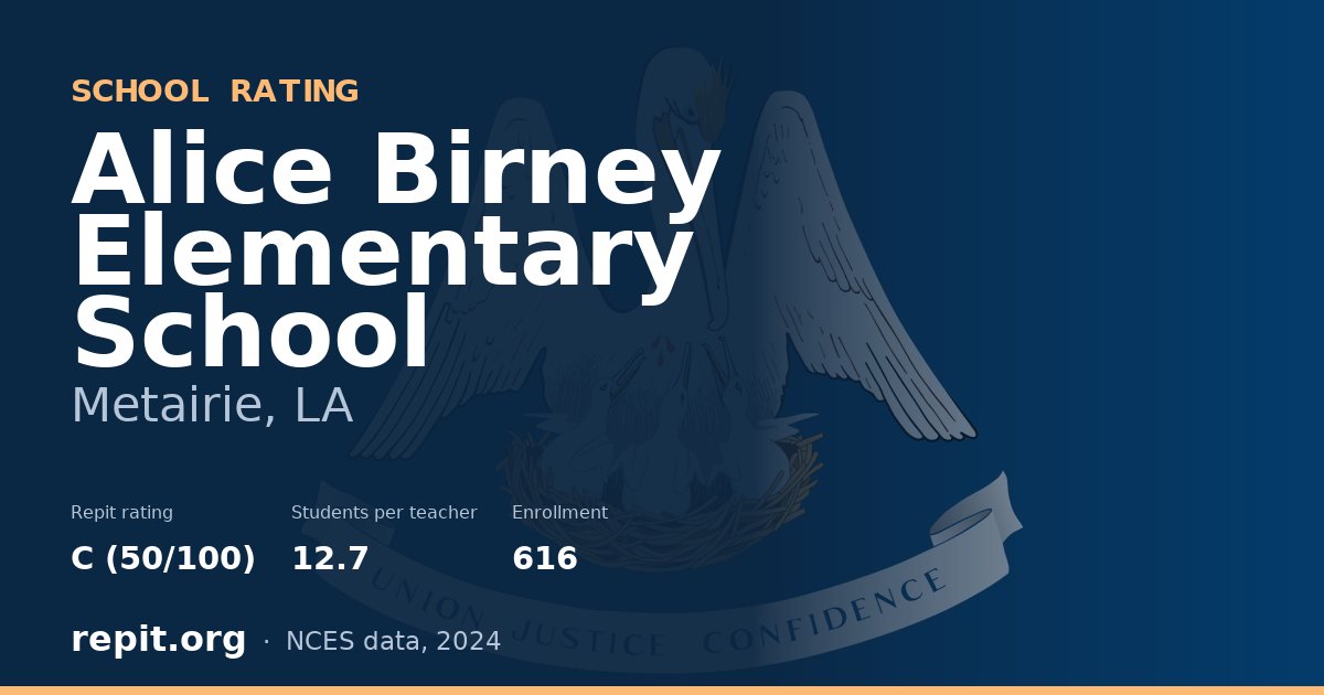 Alice Birney Elementary School, Metairie, LA — Repit school rating C (50/100)