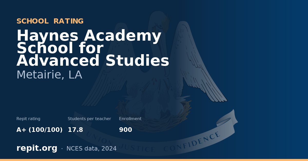 Haynes Academy School for Advanced Studies, Metairie, LA — Repit school rating A+ (100/100)