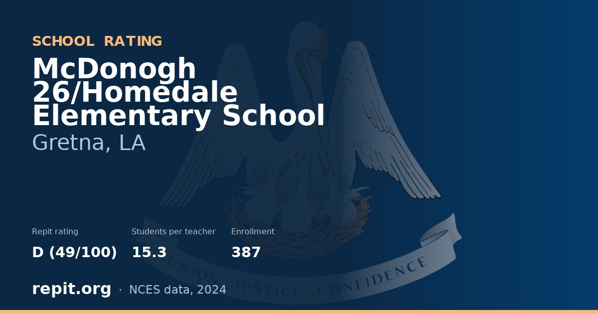 McDonogh 26/Homedale Elementary School, Gretna, LA — Repit school rating D (49/100)