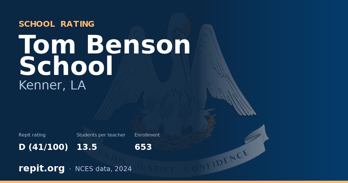Tom Benson School, Kenner, LA — Repit school rating D (41/100)