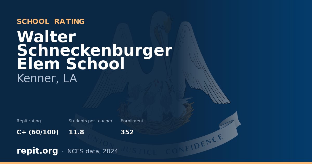 Walter Schneckenburger Elem School, Kenner, LA — Repit school rating C+ (60/100)
