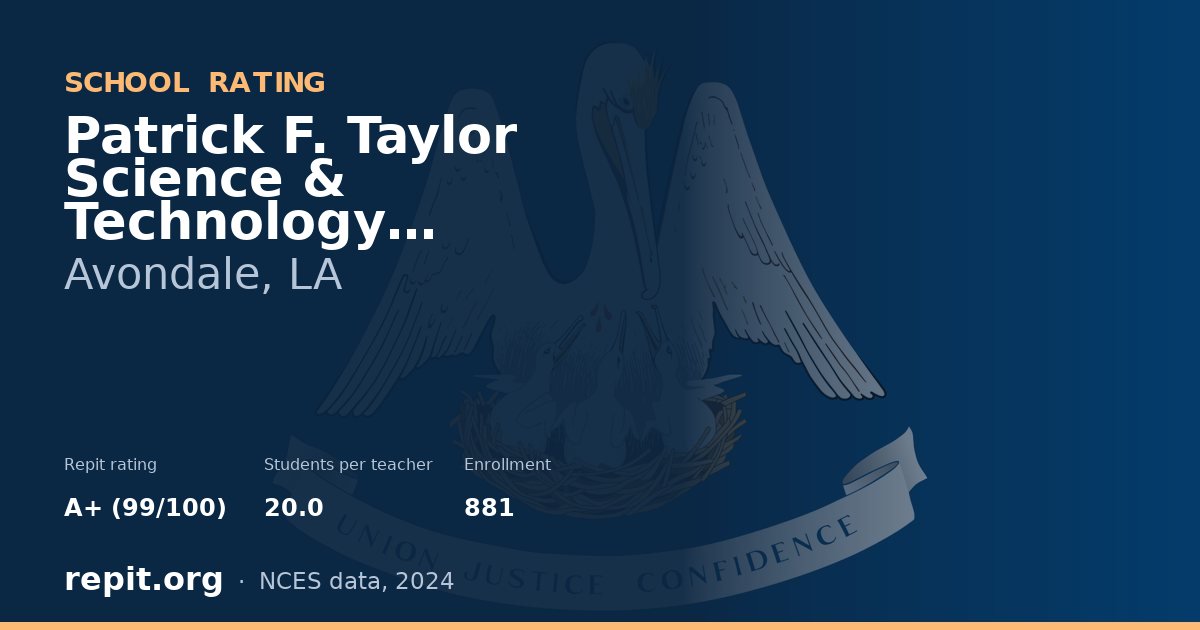 Patrick F. Taylor Science & Technology Academy, Avondale, LA — Repit school rating A+ (99/100)