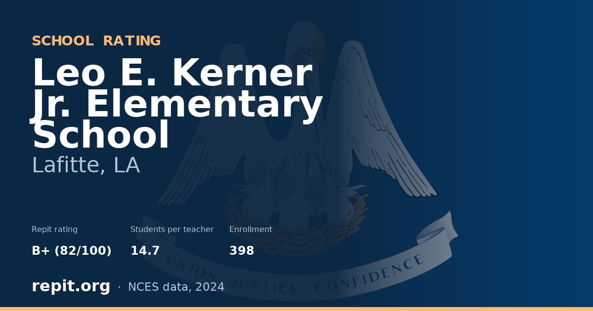 Leo E. Kerner Jr. Elementary School, Lafitte, LA — Repit school rating B+ (82/100)