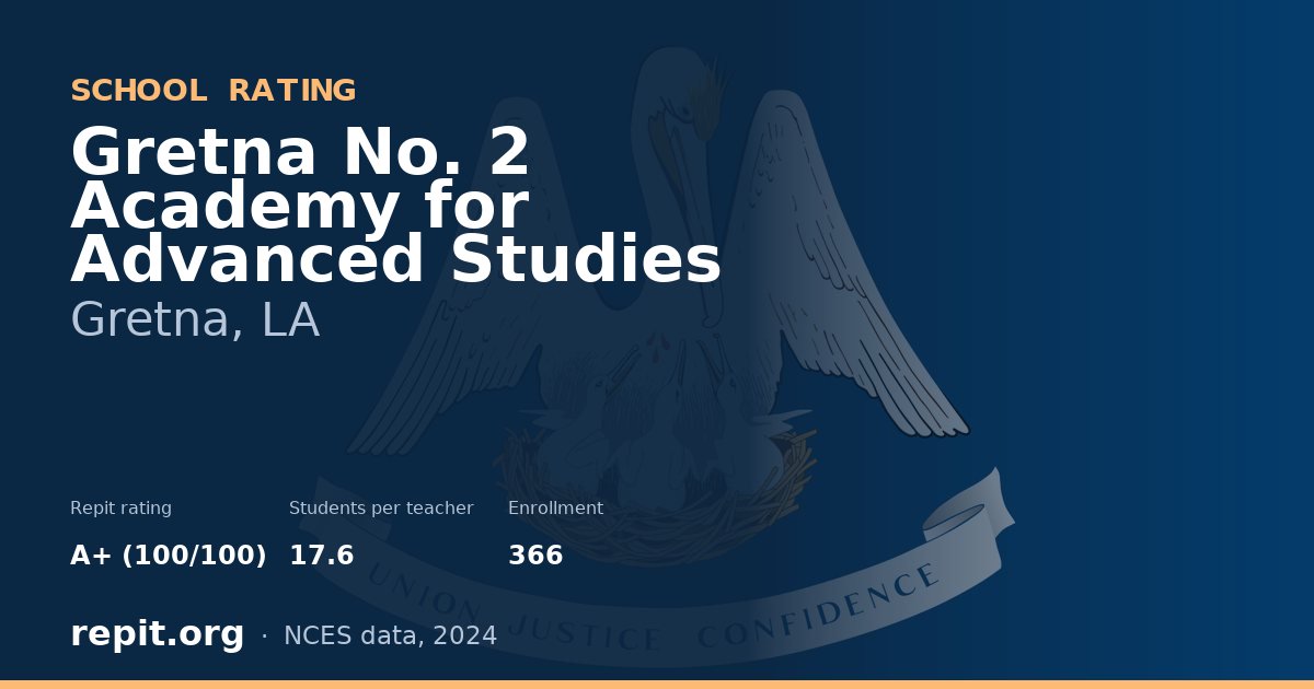 Gretna No. 2 Academy for Advanced Studies, Gretna, LA — Repit school rating A+ (100/100)