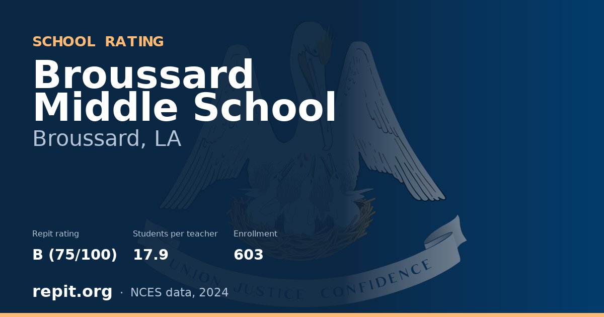 Broussard Middle School, Broussard, LA — Repit school rating B (75/100)