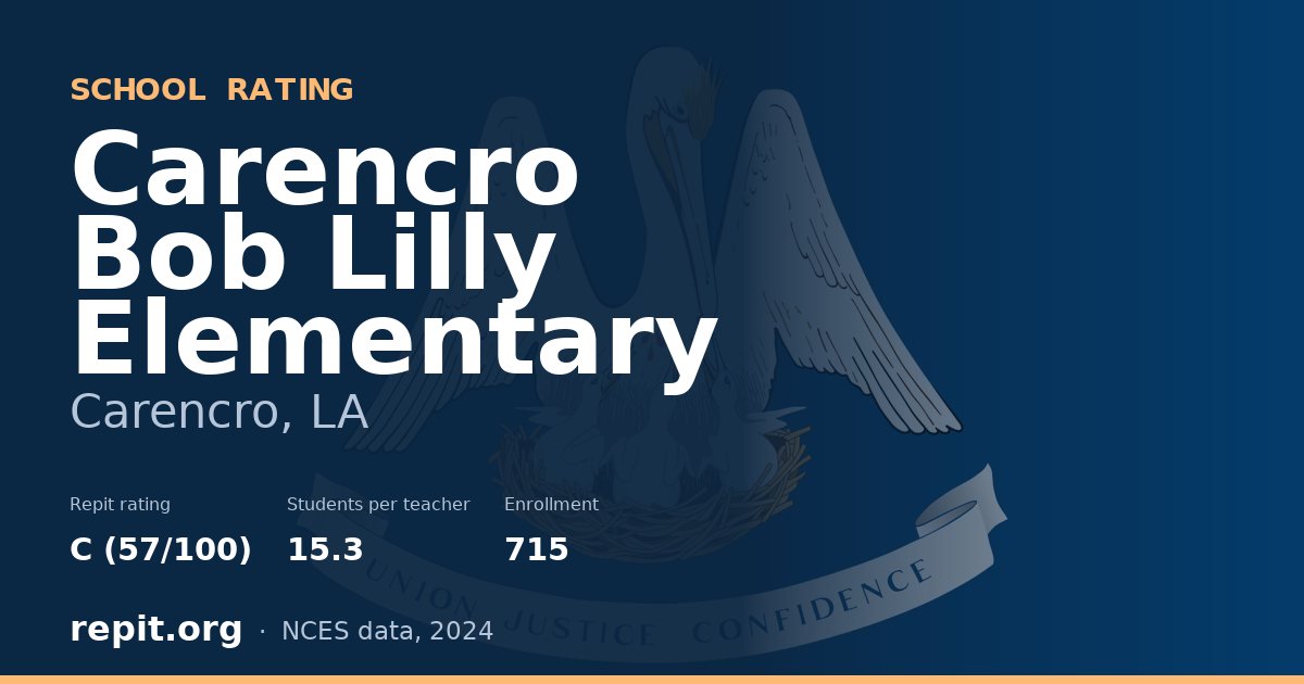 Carencro Bob Lilly Elementary, Carencro, LA — Repit school rating C (57/100)
