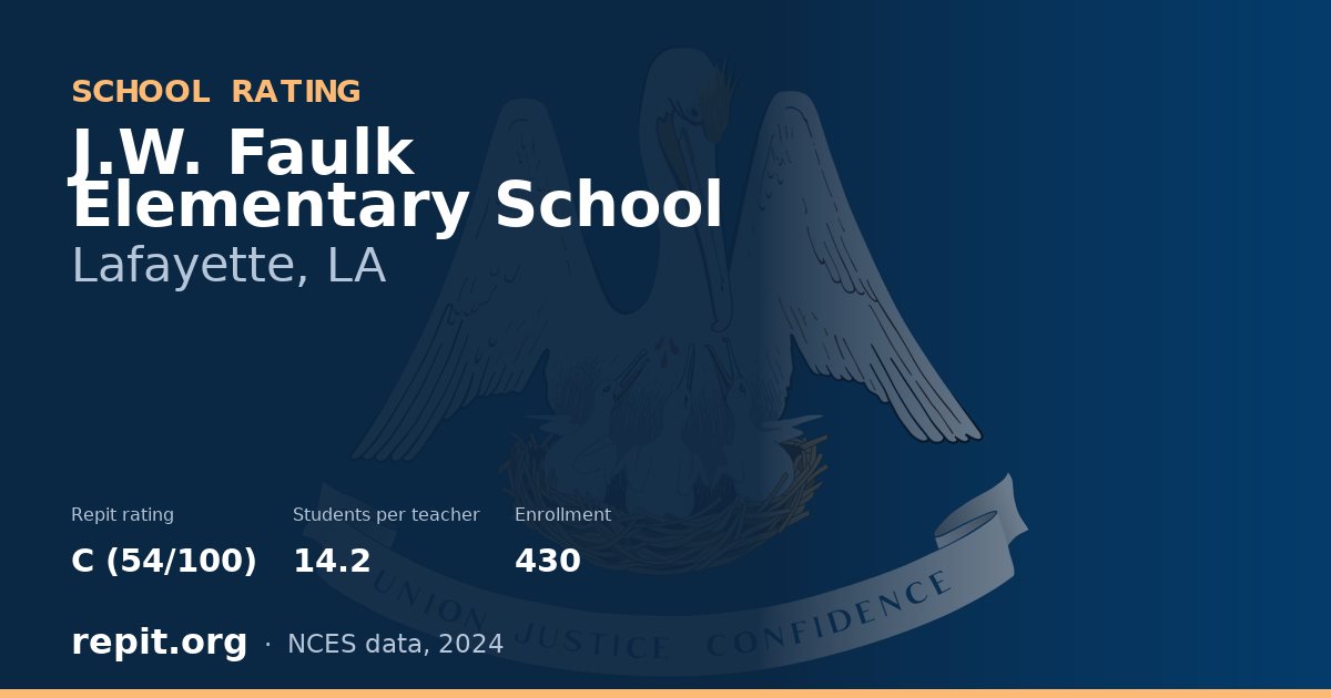 J.W. Faulk Elementary School, Lafayette, LA — Repit school rating C (54/100)