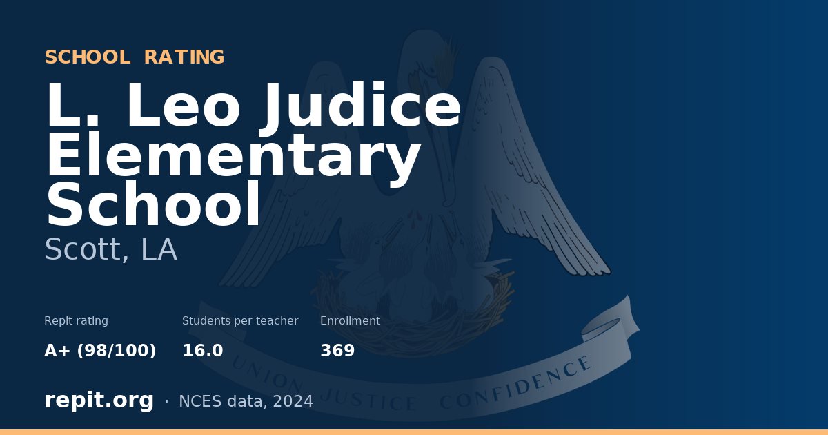 L. Leo Judice Elementary School, Scott, LA — Repit school rating A+ (98/100)