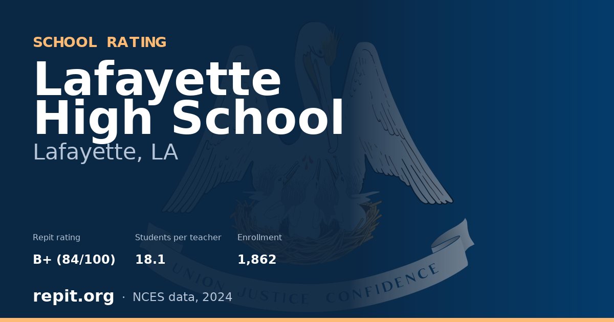 Lafayette High School, Lafayette, LA — Repit school rating B+ (84/100)